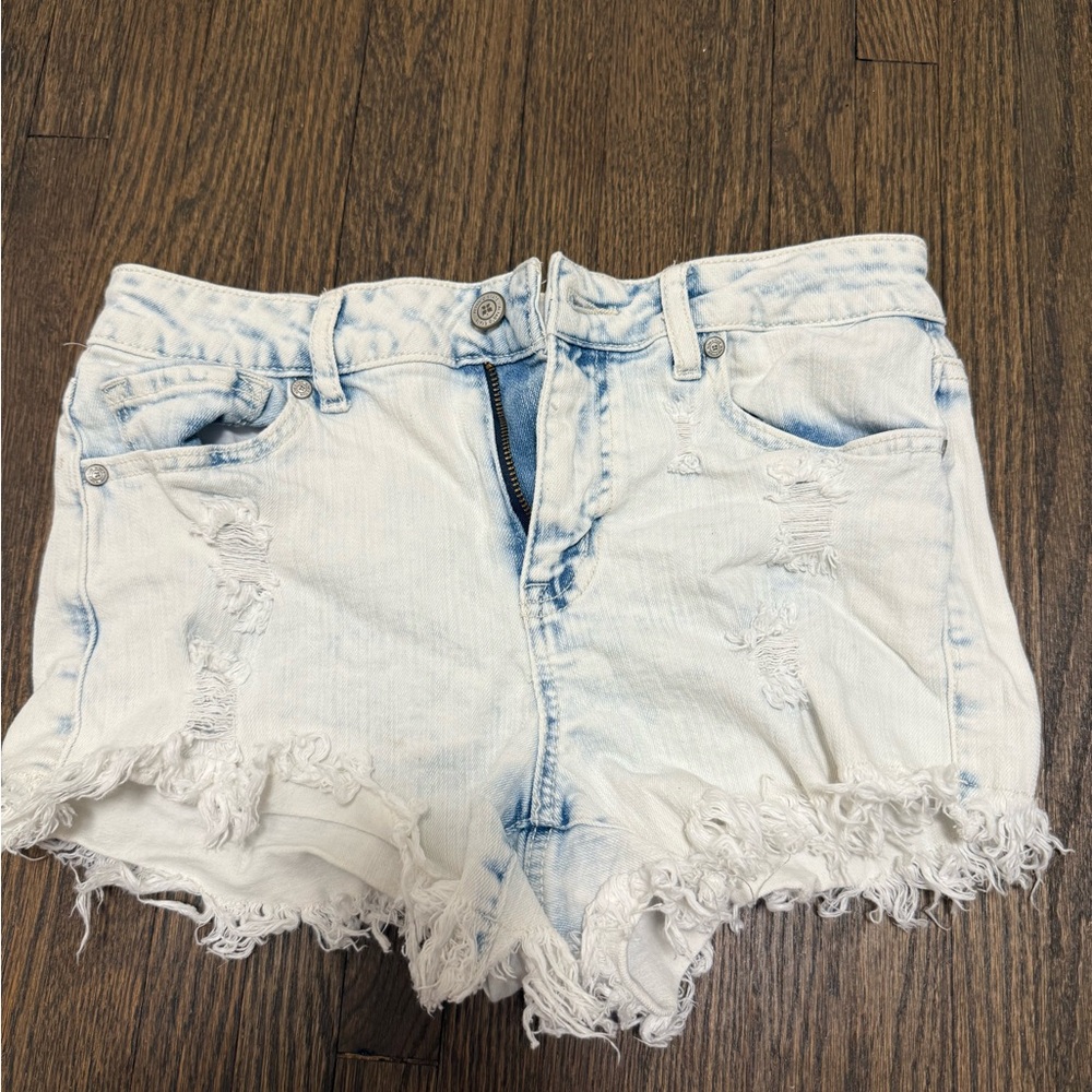 Altar'd State White Jean Shorts Distressed Frayed Hem